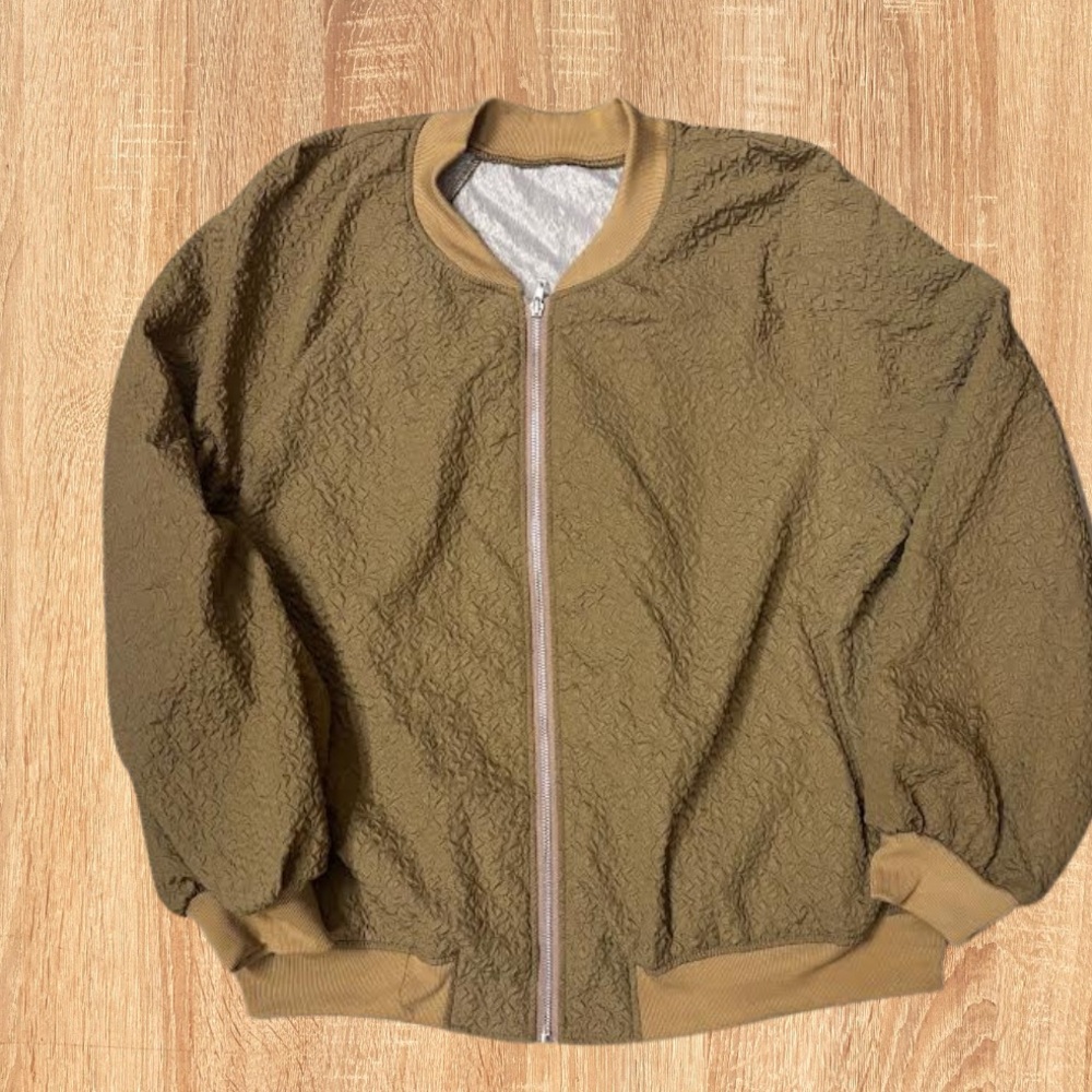 Women’s Tan Scrunch Bomber Jacket